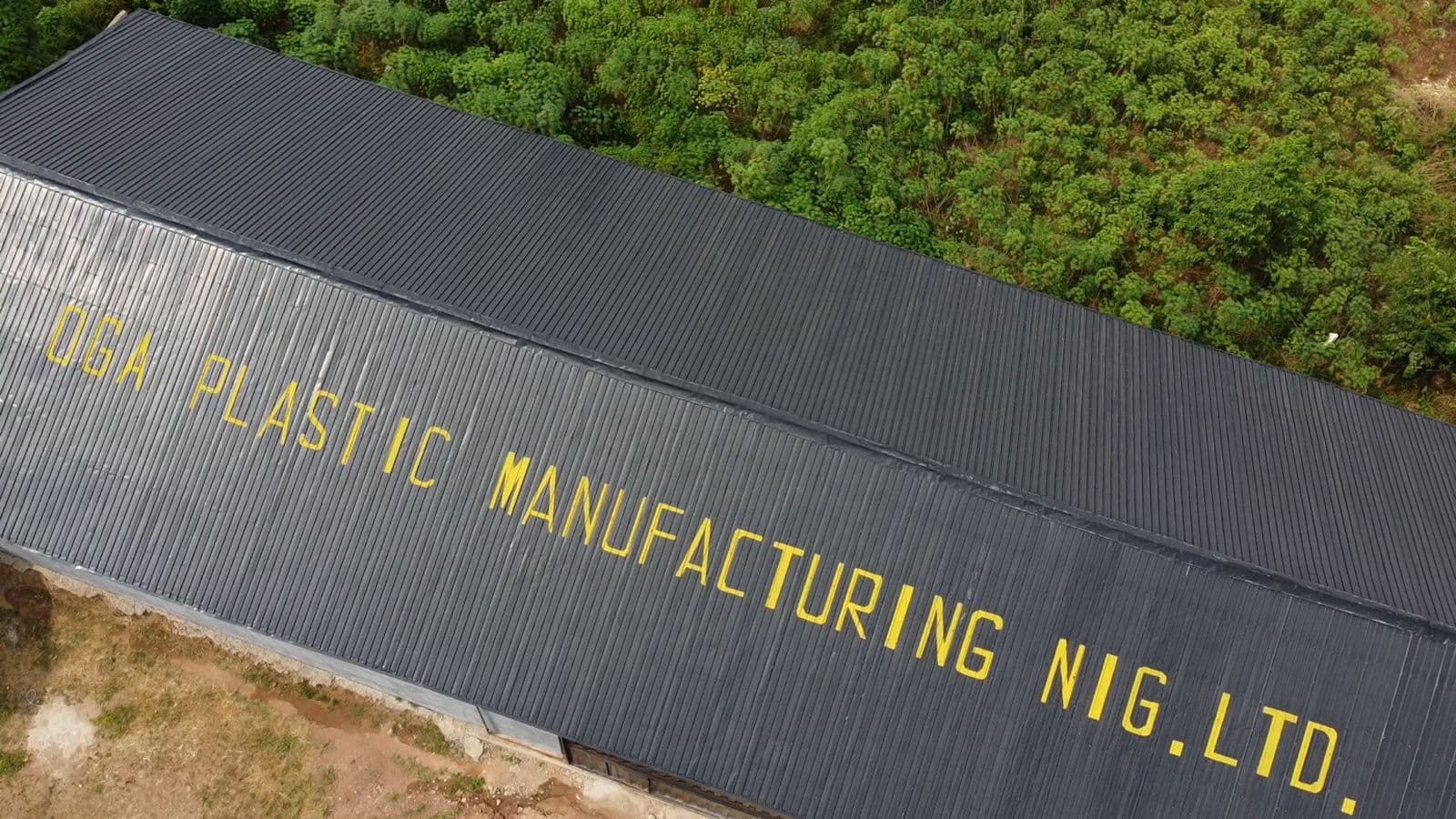 OGA PLASTIC factory — close-up roof branding